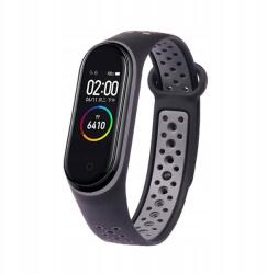 Xiaomi pótszíj Mi Band 3/4-hez Perforált Fejpánt Fekete-szürke (Pasek Opaska Xiaomi Zamienna do Mi Band 3/4)