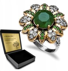 Ottomania Ezüst Gyűrű 925 Cirkónia Smaragd Ékszer Nőknek Gravírozás (kpl-049p_13r)