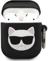 Karl Lagerfeld KLACA2SILCHBK husă pentru AirPods, neagră, din silicon Choupette (KLACA2SILCHBK)