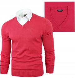 LAVIER Férfi V-nyakú pulóver Lavier 100% V-nyakkivágás Pamut Elegáns Piros méret L