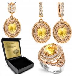 Ottomania Ezüst Ékszer Szett 925 Citrin Cirkónia Női Szett Gravírozás (kpl-108_21r)