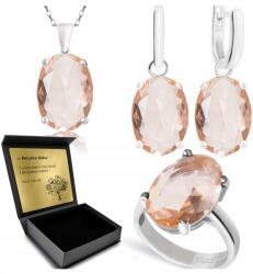 Ottomania Ezüst Ékszer Szett 925 Morganit Női Szett Gravírozás Ajándék (R087_11r)