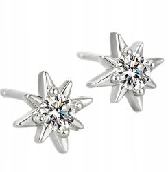 Ottomania Ezüst Fülbevaló Csillag Csillagok cirkóniákkal Kis stift gravírozás Ajándék (#w3k)