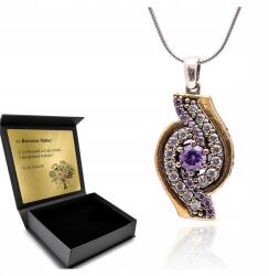 Ottomania Ezüst Nyaklánc Ametiszt Cirkóniákkal Minta 925 Finom Gyönyörű Gravírozás (kpl-053n)