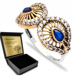 Ottomania Ezüst Gyűrű 925 Cirkónia Zafír Ékszerek Nőknek Gravírozás Ajándék (kpl-014p_23r)