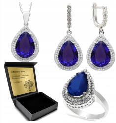Ottomania Ezüst Ékszer Szett 925 Zafír Cirkónia Női Szett Gravírozás (R082_14r)
