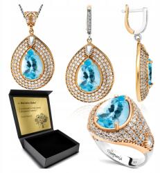 Ottomania Ezüst Ékszer Szett 925 Strasszok És Topáz Szett Nőknek Gravírozás (R135_19r)