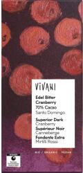 VIVANI Ciocolata amaruie cu 70% cacao si merisoare bio 80g