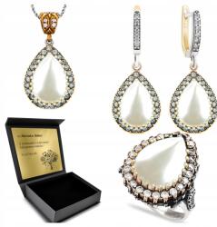 Ottomania 925-ÖS Ezüst Ékszerszett Cirkóniákkal És Gyöngyökkel Nőknek Gravírozás (R008_13r)