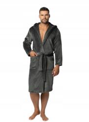 Envie férfi kapucnis fürdőköpeny, flanel fleece, sötétszürke, Size M/L (EN-M-NW24/25-020030077-020262-M/L)