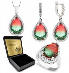 Ottomania Ezüst Ékszer Szett 925 Cirkónia Turmalin Szett Női Gravírozás (R074_25r)