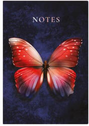 TopTimer Jegyzetfüzet, A5, vonalas, 96 lap, TOPTIMER "Notes", piros pillangó (CONKN16702)