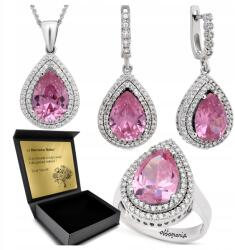 Ottomania Ezüst Ékszer Szett 925 Cirkónia Topáz Szett Nőknek Gravírozás (R112_24r)