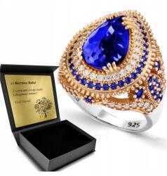 Ottomania Ezüst Gyűrű 925 Cirkónia Zafír Ékszer Női Gravírozás Ajándék (kpl-107p_23r)