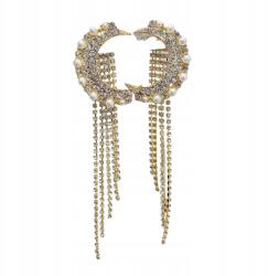  Fülbevaló arany lógó hold strassz gyöngyök