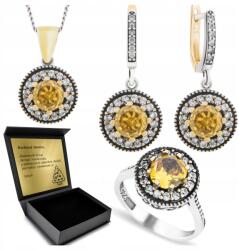 Ottomania 925-ÖS Ezüst Ékszerszett Cirkóniákkal És Citrommal Nőknek Gravírozás (R018_22r)