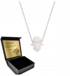 Ottomania Nyaklánc Ezüst Kéz Fatima Hamsa Kis Finom Védő Gravírozás (568n)