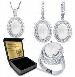 Ottomania 925-ÖS Ezüst Ékszerszett Cirkónia Gyöngyökkel Női Gravírozás Szett (R062_22r)
