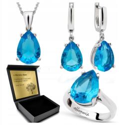 Ottomania Ezüst Ékszer Szett 925 Kék Topáz Női Szett Gravírozás (R104_23r)