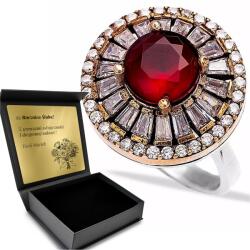 Ottomania Ezüst Gyűrű 925 Cirkónia Rubin Ékszer Női Gravírozás Ajándék (Na dzień mamy kobiet urodziny imieniny)