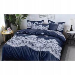  Komplet Pościeli 200 x 220 Satyna Bawełna Ciemnoniebieski 4 części