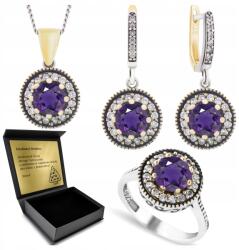 Ottomania 925-ÖS Ezüst Ékszerszett Ametiszt Cirkóniákkal Nőknek Gravírozás (R016_15r)