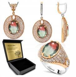 Ottomania Ezüst Ékszer Szett 925 Cirkónia Turmalin Szett Női Gravírozás (R154_15r)