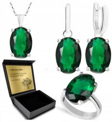 Ottomania 925-ÖS Ezüst Ékszerszett Smaragddal Női Szett Gravírozás (R034_12r)