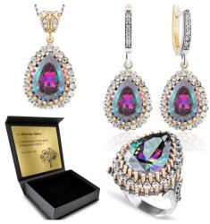 Ottomania 925-ÖS Ezüst Ékszerszett Cirkóniákkal És Misztikus Topázzal Gravírozás (R007_26r)