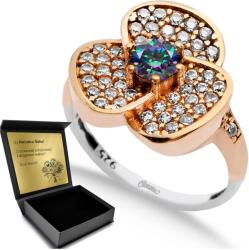 Ottomania Ezüst Gyűrű 925 Cirkónia Topáz Ékszerek Nőknek Gravírozás Ajándék (R184p_17r)