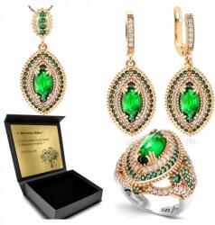 Ottomania Ezüst Ékszer Szett 925 Cirkónia Smaragd Női Gravírozás Szett (kpl-106_21r)
