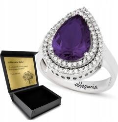 Ottomania Ezüst Gyűrű 925 Cirkónia Ametiszt Ékszer Nőknek Gravírozás (R110p_22r)