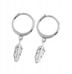 Ezüst fülbevaló, toll karikák