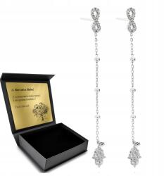 Ottomania Ezüst Fülbevaló Strasszokkal Hosszú Lógós Női Kézműves Gravírozás