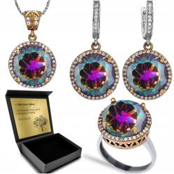 Ottomania 925-ÖS Ezüst Ékszerszett Cirkóniákkal És Misztikus Topázzal Gravírozás (R029_12r)