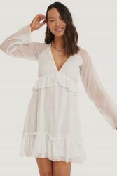NA-KD Fehér Átlátszó Ruha, hosszú ujjú, Size 32