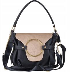 Massimo Connti Massimo Contti kézitáska postás táska fekete arany Ökológiai bőr válltáska (769CZL)