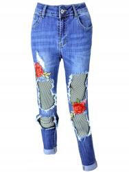 Awanti Nadrág Farmer Női cső kidörzsölődés lyuk hímzés