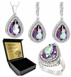 Ottomania Ezüst Ékszer Szett 925 Strasszok És Topáz Szett Nőknek Gravírozás (R080_14r)