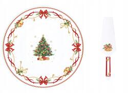 Easy Life Karácsonyi tortatál, lapáttal, 32cm, Karácsonyfa mintás (880-9709)