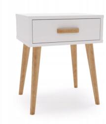 Kobi Luna éjjeliszekrény fa lábakkal fehér Éjjeli asztal skandináv stílus (K11O18B2I9_M)