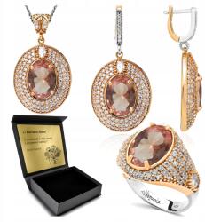 Ottomania Ezüst Ékszer Szett 925 Cirkónia Szultán Női Gravírozás Szett (R130_11r)