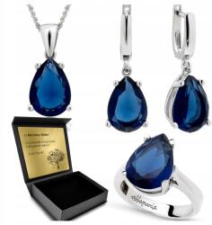 Ottomania Ezüst Ékszer Szett 925 Zafír Női Szett Gravírozás Ajándék (R102_17r)