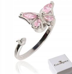 CalmRings Forgatható női gyűrű 925 Ezüst, rózsaszín pillangóval, állítható