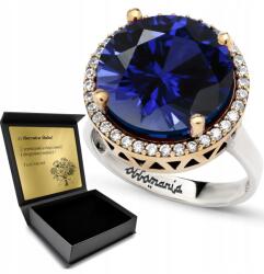 Ottomania 925-ÖS Ezüst Gyűrű Cirkóniákkal És Zafírral Nőknek Gravírozás Ajándék (R032p_24r)