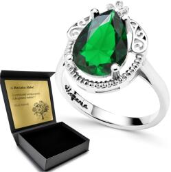 Ottomania Ezüst Gyűrű 925 Smaragd Ékszer Nőknek Gravírozás Ajándék (R180p_20r)