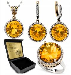 Ottomania Ezüst Ékszer Szett 925 Citrin Cirkónia Női Szett Gravírozás (R099_20r)