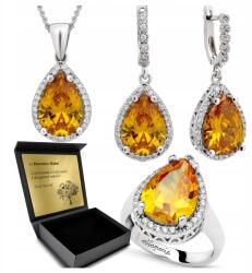Ottomania Ezüst Ékszer Szett 925 Citrin Cirkónia Női Szett Gravírozás (R106_19r)