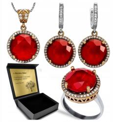 Ottomania Ezüst Ékszer Szett 925 Cirkónia Rubin Női Szett Gravírozás (R101_10r)