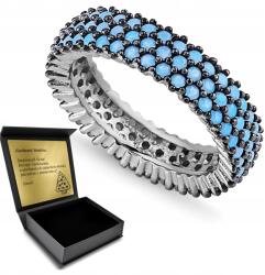 Ottomania Ezüst Gyűrű Kék Keleti Karikagyűrű Gyönyörű Gravírozással Ingyenes (557p_18r)